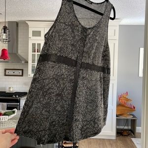 Womens large Soprano Tank top - black and gray with mesh detail.